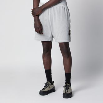 Stone Island Pearl grey cotton fleece jogger shorts