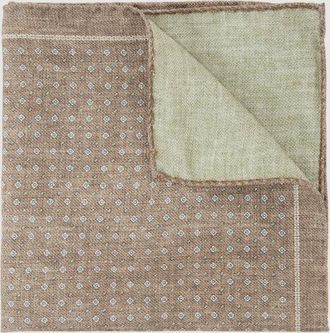 Reiss Light Brown Silk Diamond-print Pocket Square