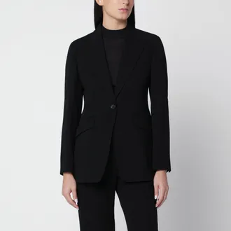 Max Mara Blazer nero slim-fit in gabardine di lana vergine