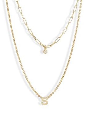 Meshmerise Diamond Initial Charm Necklace in Yellow-S at Nordstrom Rack