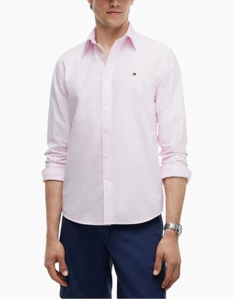 Tommy Hilfiger Mens Tommy Hilfiger Mens Oxford Shirts Cotton Top - Pink - Size: 42/Regular