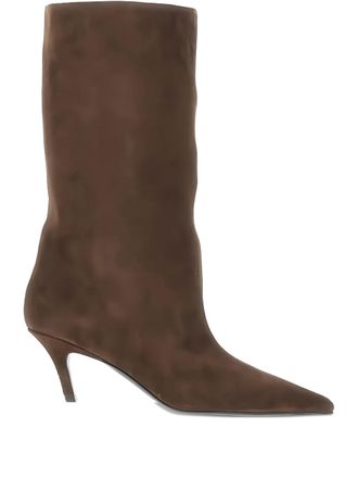Amina Muaddi 60mm Fiona pointed-toe boots - Marrone