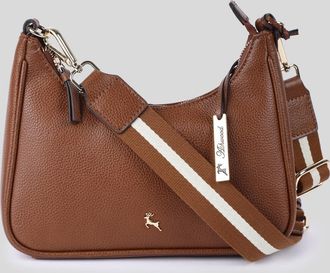 Ashwood Leather Womens Bella Toscana Real Crossbody Bag with Webbing Strap - Tan - One Size