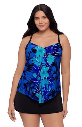 Trimshaper Hank Handkerchief Tankini Swimsuit Top in Tropic Zone at Nordstrom, Size 10