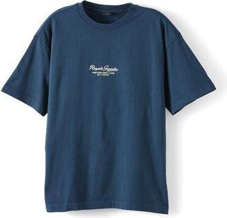 Cotton On Mens Box Fit Text T-Shirt in Auto Navy World Globe at Nordstrom, Size Medium