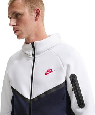 Nike Mens Tech Fleece Full-Zip Windrunner Hoodie - White/Obsidian Size 3XL