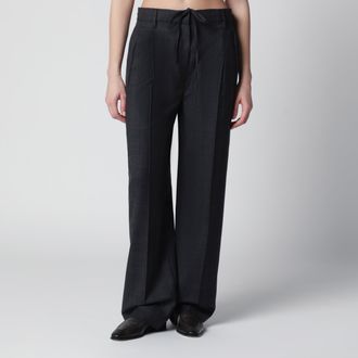 Prada Pantalone grigio in lana con motivo Check