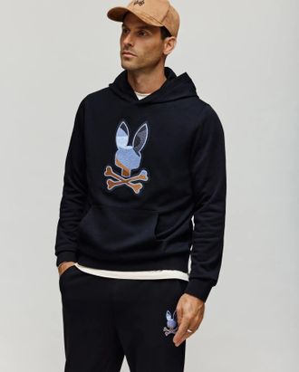Psycho Bunny Mens Dante Hoodie 001 BLACK / XXXL