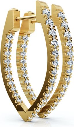 Pompeii3 90Ct Diamond Hoops Inside Outside Gold Lab Grown 1 Tall