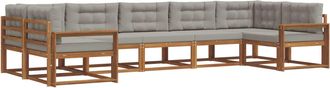 vidaXL Conjunto De Sof&aacute;s De Exterior 7 Uds. Gris Natural Y Claro Vidaxl