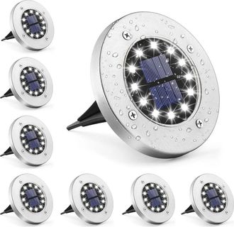 No Brand 8 X 12 Luces Solares Led Para Jard&iacute;n, Luces Solares Para Suelo, Ip65, Luz Blanca Fr&iacute;a