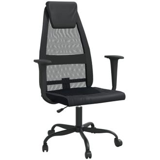 vidaXL Vidaxl - Silla De Oficina Altura Ajustable Tela Malla Y Cuero Pe Negro