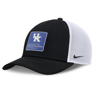 Nike Kentucky On-Field Rise Engineered Nike Mens College Trucker Adjustable Hat in Black | NC97093NNKY-RMZ