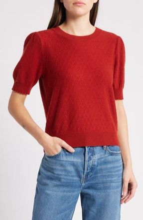 Frame Denim Puff Sleeve Pointelle Cashmere Sweater in Paprika at Nordstrom Rack, Size X-Large