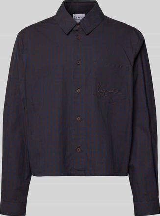 Karl Kani Relaxed Fit Freizeithemd mit Brusttasche in Dunkelbraun, Gr&ouml;&szlig;e XXL