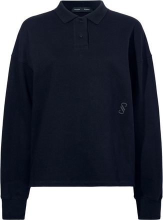 Proenza Schouler logo-print cotton polo shirt - women - Cotton - S - Black