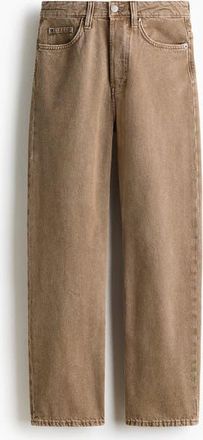 H&M Straight High Waist Ankle Jeans in Beige at Nordstrom, Size 16