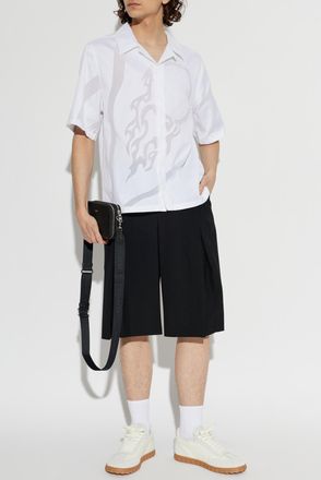 Casablanca Wool Shorts With Pleats, Mens, Black