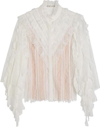 Alice & Olivia Blusa Rheba con ruches - Bianco