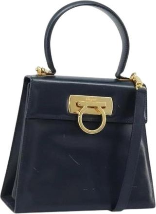 Ferragamo Pre-owned Handtas - Dames - Vintage Handtas - Blauw - ONE Size - Leer - Vintage