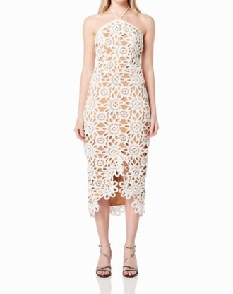 Elliatt Night Floral Crochet Midi Dress In Ivory