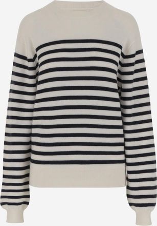 Khaite Navy Blue/White Wool Sweater