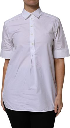 Dolce & Gabbana Womens White Cotton Short Sleeves Collared Polo Top