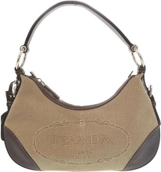 Prada Pre-owned Vintage Canvas Schoudertas - Dames - Vintage Schoudertas - Bruin - ONE Size - Vintage