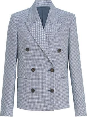 Brunello Cucinelli Houndstooth blazer in Blue at Nordstrom, Size 46 It