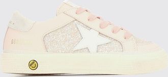 Golden Goose Boys May Leather and Mesh Sneakers with Embroidered Logo