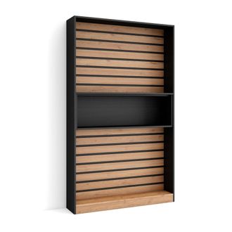 Skraut Home Librer&iacute;a Estanter&iacute;a, Estanteria Libros De Pared, 110x186x25cm, Sal&oacute;n - Comedor - Oficina, Con Almacenaje, Estilo Moderno, Roble Y Negro - Skraut Home