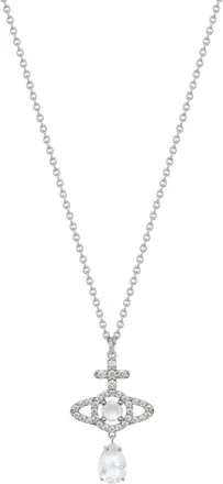 Vivienne Westwood Olympia Pav&eacute; Drop Pendant Necklace - Silver - One Size
