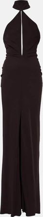 Tom Ford Cutout halterneck sable jersey gown