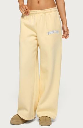 Edikted Lover Wide Leg Sweatpants in Yellow at Nordstrom, Size X-Small