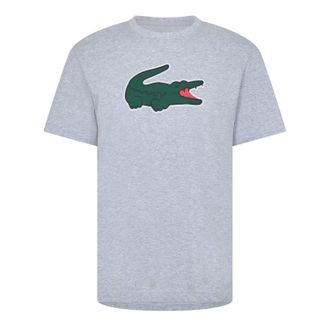 Lacoste Heren Krokodillenprint Katoen Regular T-shirt (Zilver/Groen)