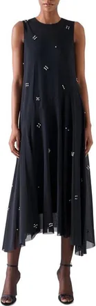 Akris Diamond Dice Mesh Midi Dress in Black at Nordstrom, Size 16