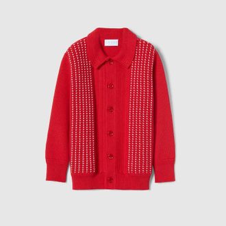 Gucci Kids - Cotton Wool Cardigan, Size 10 years, Red, Ready-to-wear