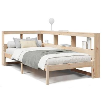 Berkfield Home Bookcase Bed without Mattress 90x190 cm Solid Wood Pine in Light Tan