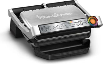Moulinex Optigrill+, Griglia Elettrica da Interno Ideale per Cucinare Carne, Pesce e Verdure, Indicatore di Cottura e 6 Programmi Automatici, Piastre