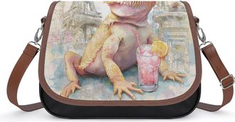 Generic Bearded Dragon Eiffel Tower Womens Crossbody Bag Fashion Shoulder Handbags Message Tote Bag with Adjustable Strap