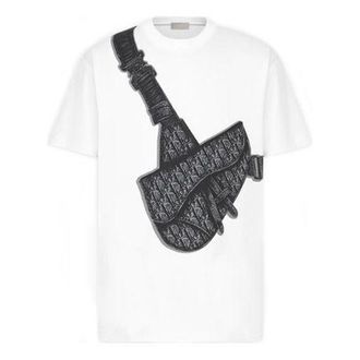 Dior SS20 Compact Spinning Cotton Saddle Bag Printed For Men White 943J605N0554-C088