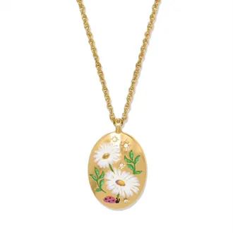 Brighton Reverie Daisy Flower Reversible Necklace In Gold