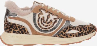 Pinko Pinko Zoe 01 Leather Sneakers With Leapadrata Pattern