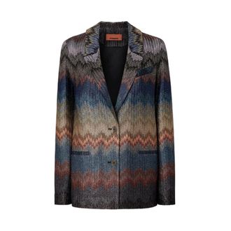 Missoni Blazers, female, Blue, S, Blue Chevron Pattern Jacket