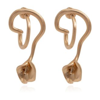 Cult Gaia Accessoires, Dames, Geel, ONE Size, Satijn, Calla Golvende Oorbel