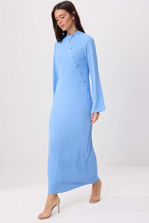 Trendyol Modest Dames Blauw Effen Maxi Lang Casual Recht Modest Jurken