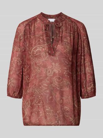Jake*s Regular Fit Bluse aus Viskose mit Schn&uuml;rung und 3/4-Arm in Rostrot, Gr&ouml;&szlig;e 32