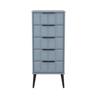 Welcome Furniture Bremen Ready Assembled 5 Drawer Tallboy in Denim Blue - Welcome Furniture | TJ Hughes