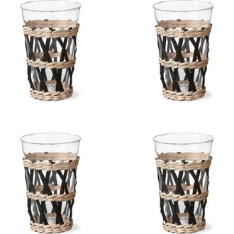 Tag Island Collection Clear Glass Tumbler with Cattail Straw Set in Black at Nordstrom