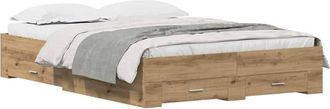 Berkfield Home Modern Bed Frame with Drawers Artisan oak Engineered Wood 140 x 190 cm in Brown